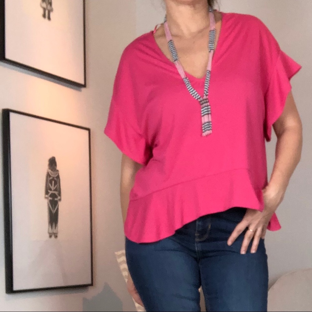 ZARA Fuchsia Ruffle Top NWT - Picture 8 of 8